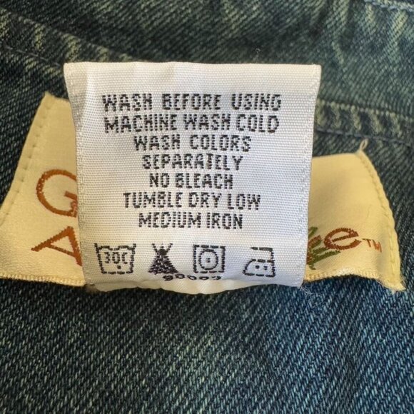 Vintage 90s Great Adventure Denim Long Button Front Midi Length Overcoat Jacket - Picture 9 of 10